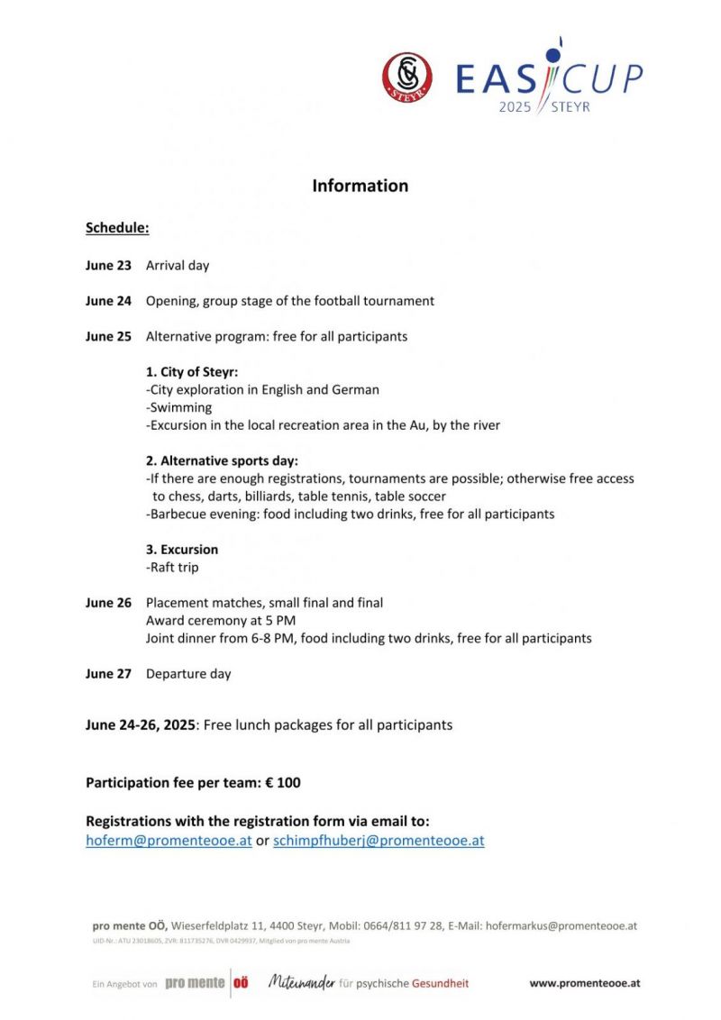 Information for EASI Cup